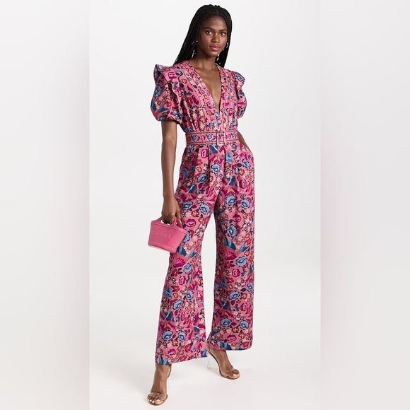 FARM Rio Floral Birds Blush Jumpsuit - Picture 1 of 10